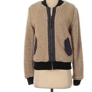 Anthropologie Marrakech Bomber Jacket Large Sherpa Teddy Bear Fleece Zip…